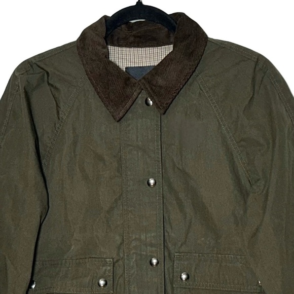 NWT Madewell Waxed Zip-Front Jacket in Trench Green, Corduroy Collar, NW759, M - Picture 7 of 16